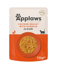 Thumbnail for Applaws Chicken with Pumpkin in Broth Wet Cat Food 70g Pouch - 70G