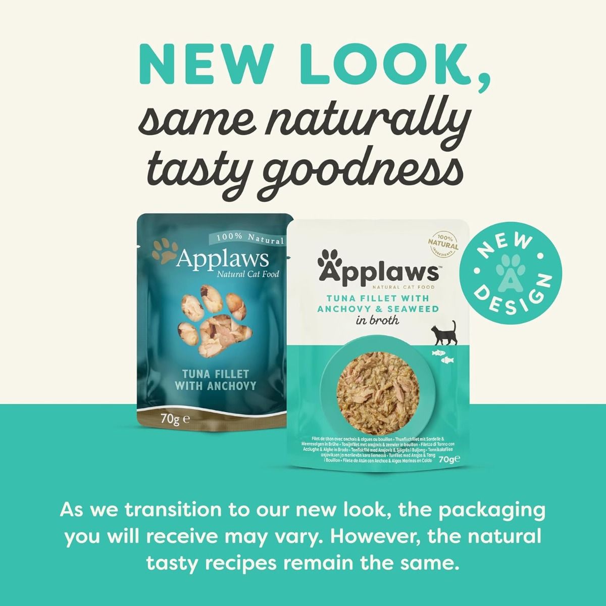 Applaws Tuna with Anchovy & Seaweed in Broth Wet Cat Food 70g Pouch - 70G