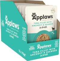 Thumbnail for Applaws Tuna with Anchovy & Seaweed in Broth Wet Cat Food 70g Pouch - 70G