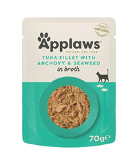 Thumbnail for Applaws Tuna with Anchovy & Seaweed in Broth Wet Cat Food 70g Pouch - 70G