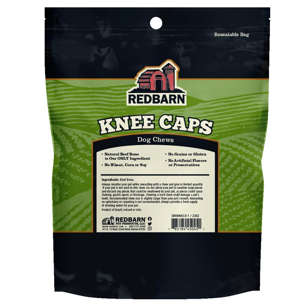 Redbarn Natural Knee Caps Bones Dog Treats 4pk -