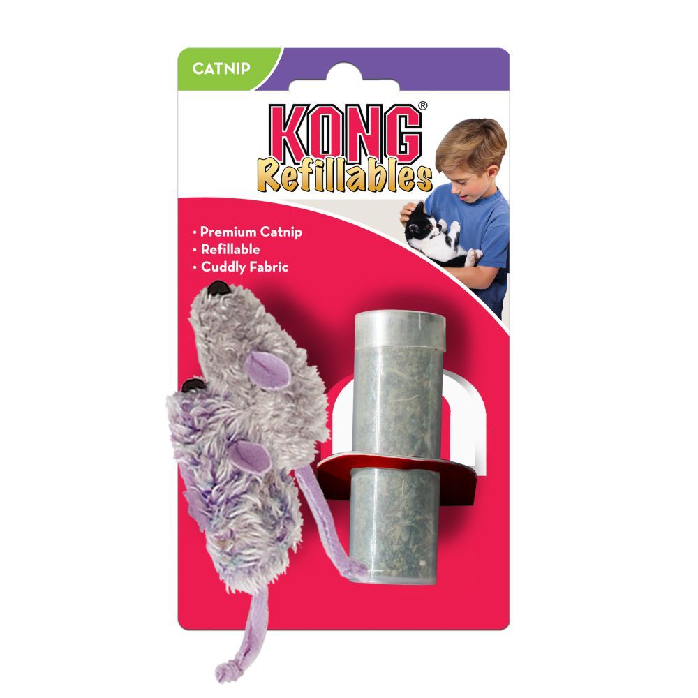Kong Refillables Catnip Purple & Frosty Grey Mouse Cat Toy -