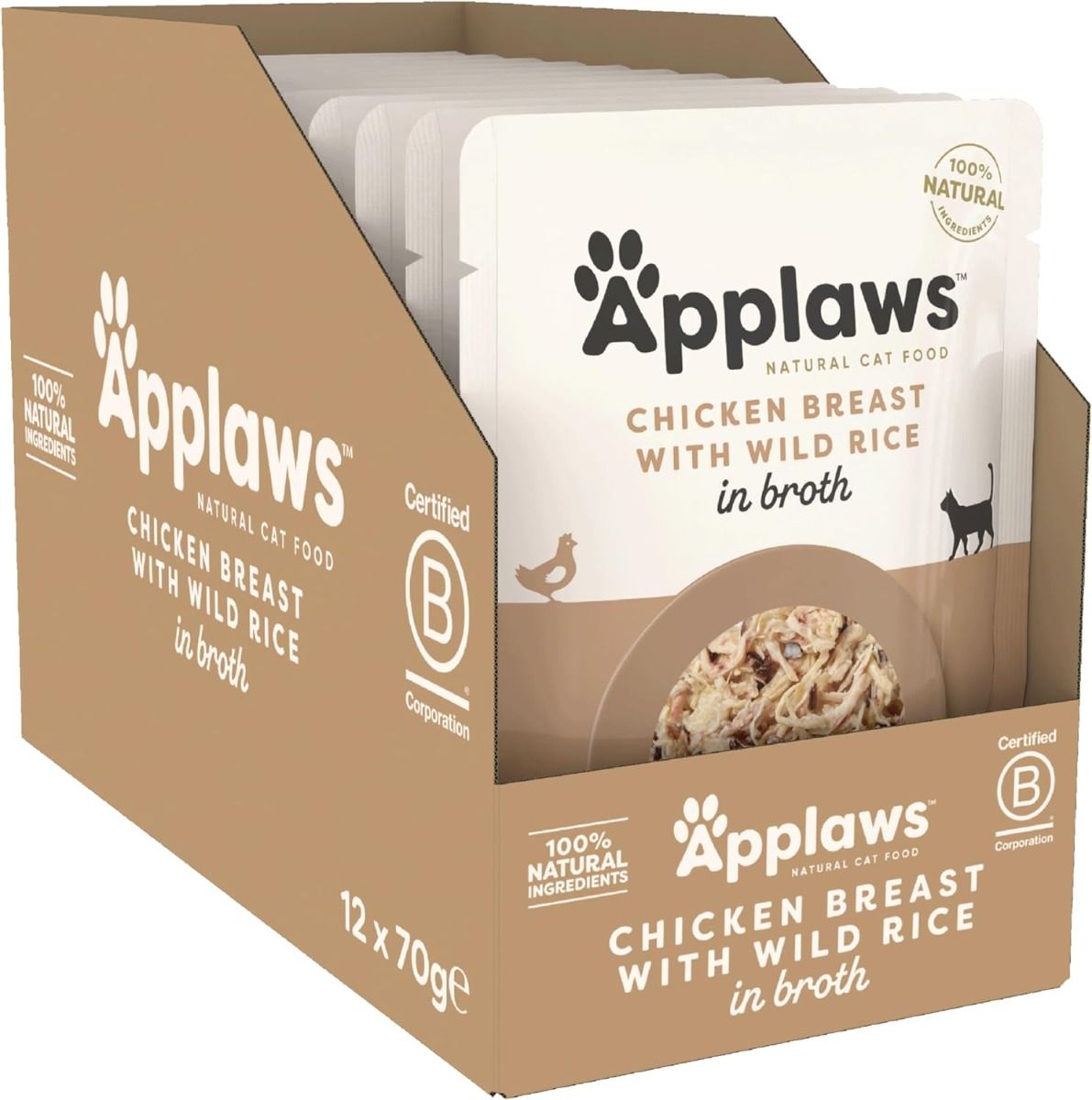 Applaws Chicken with Wild Rice in Broth Wet Cat Food 70g Pouch - 70G