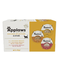 Thumbnail for Applaws Chicken Selection in Broth Adult Wet Cat Food 8 x 60g Pot - 60G