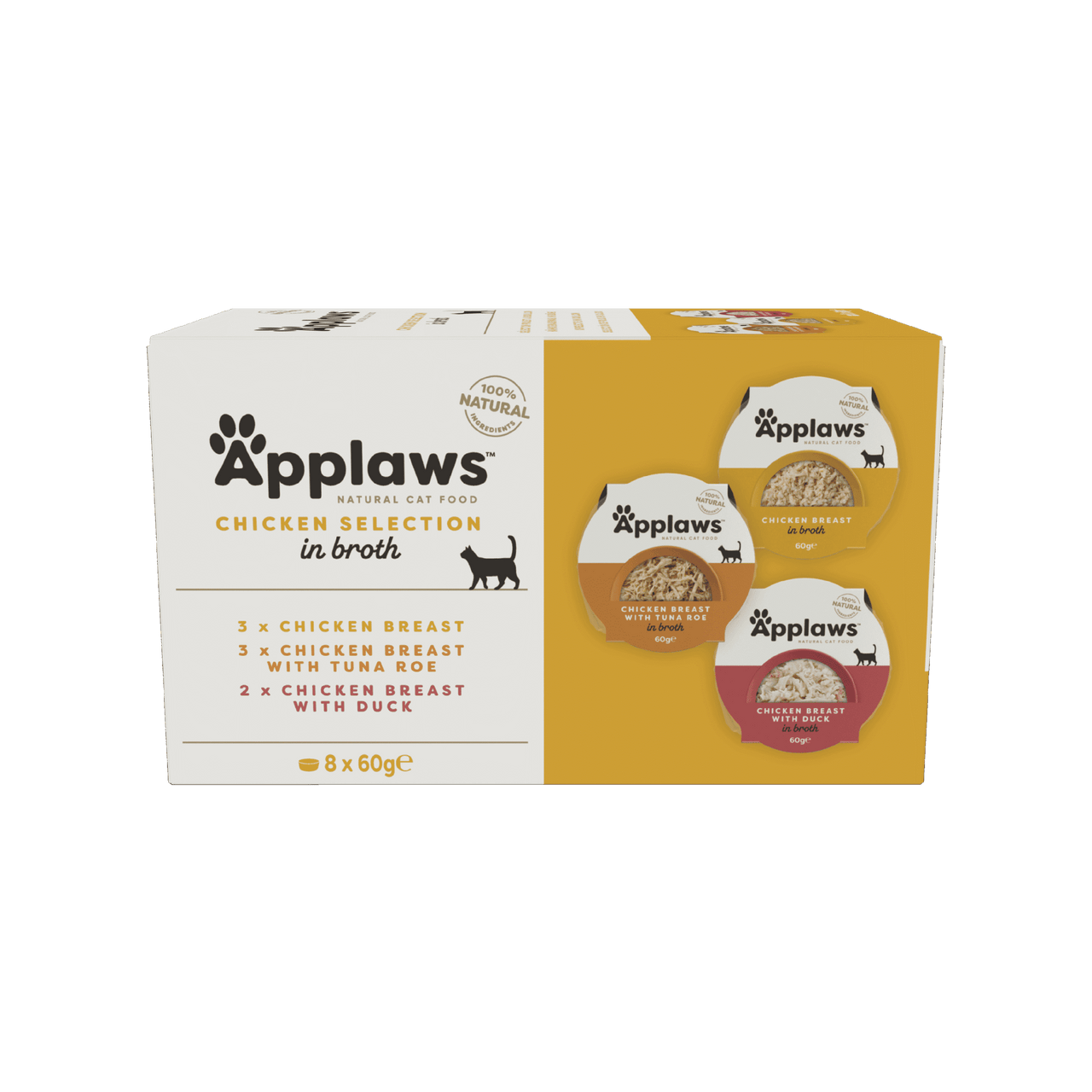 APPLAWS CAT MULTIPACK CHICKEN SELECT 8 X 60G POT (60G-NA)
