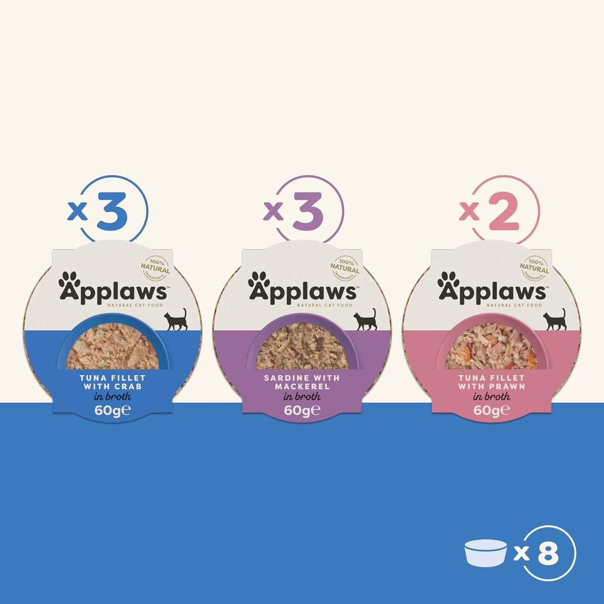 Applaws Fish Selection in Broth Adult Wet Cat Food 8 x 60g Pot - 60G