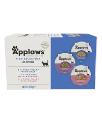 Thumbnail for Applaws Fish Selection in Broth Adult Wet Cat Food 8 x 60g Pot - 60G