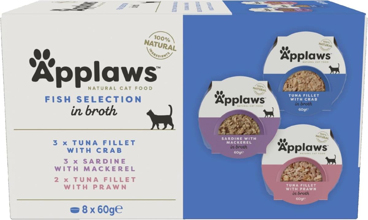 APPLAWS CAT MULTIPACK FISH SELECTION 8 X 60G POT (60G-NA)