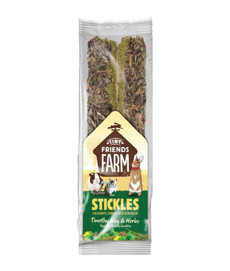 Tiny Friends Farm Stickles Timothy Hay & Herbs Small Animal Treats 100g -