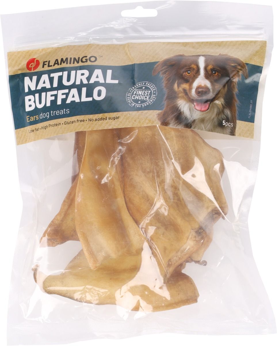 Flamingo Natural Buffalo Ears Dog Treats 5pcs - 60G