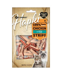 Thumbnail for Flamingo Hapki Chicken & Fish Strips Cat Treats 85g - 85G