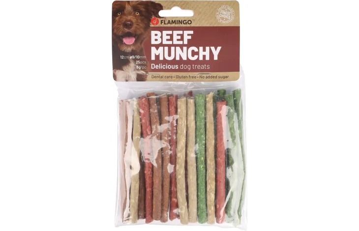 Flamingo Beef Munchy Dog Treats 12cm 200g - 200g