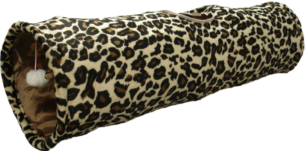 Flamingo Leopard Tunnel with Ball Brown Cat Toy 90x25cm -