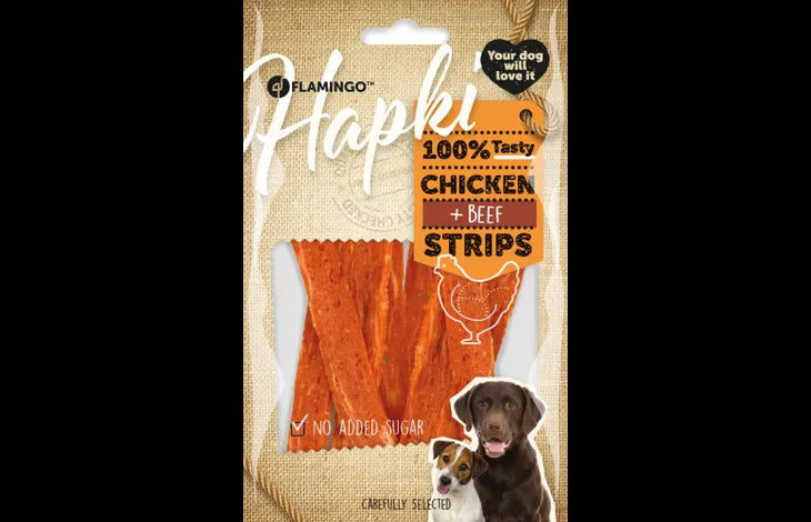 Flamingo Hapki Chicken & Beef Strips Dog Treats 85g - OS