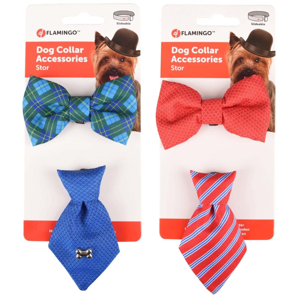 Flamingo Badger & Bow Tie Dog Collar Accessories  -