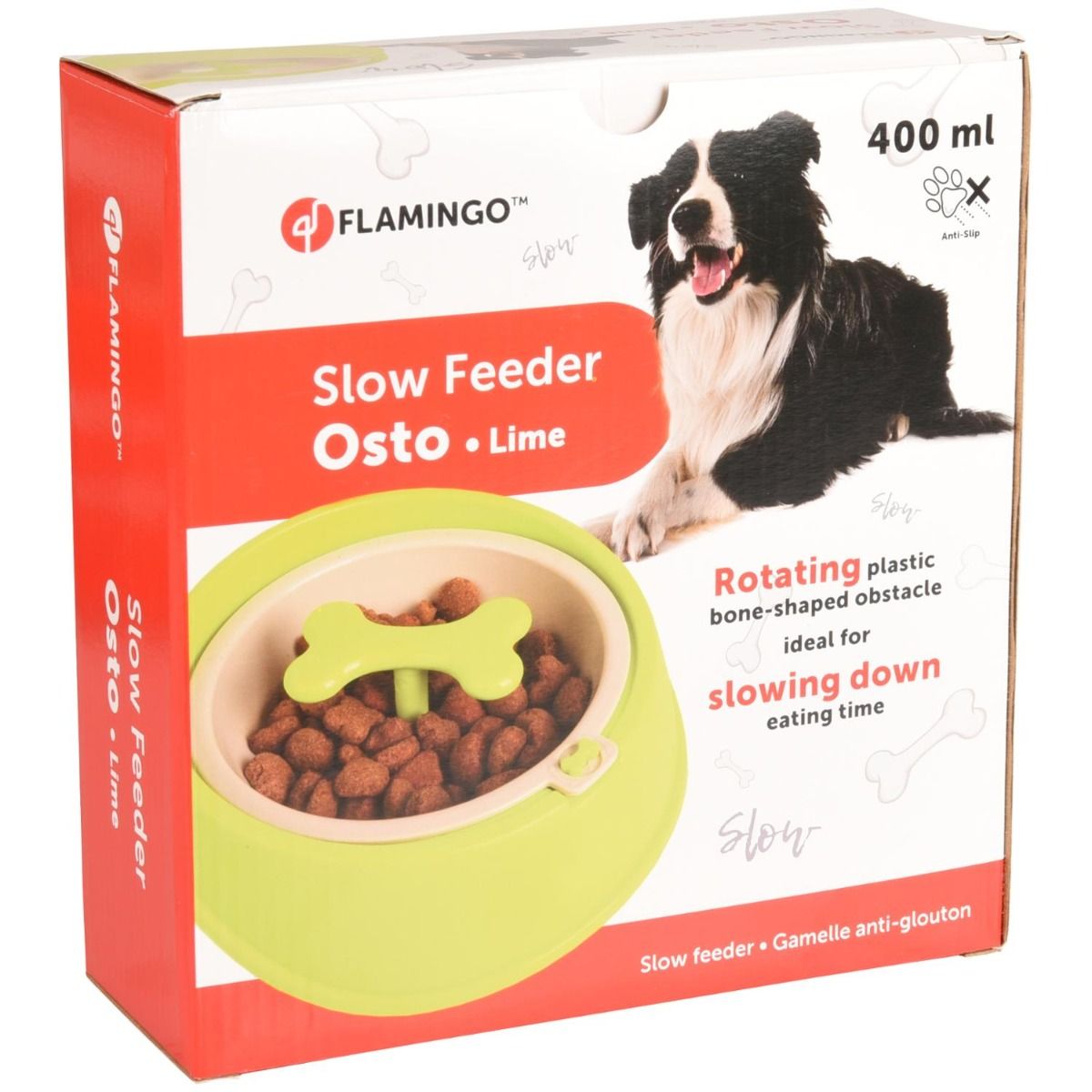 Flamingo Osto Dog Slow Feeder  - LIME 400ML