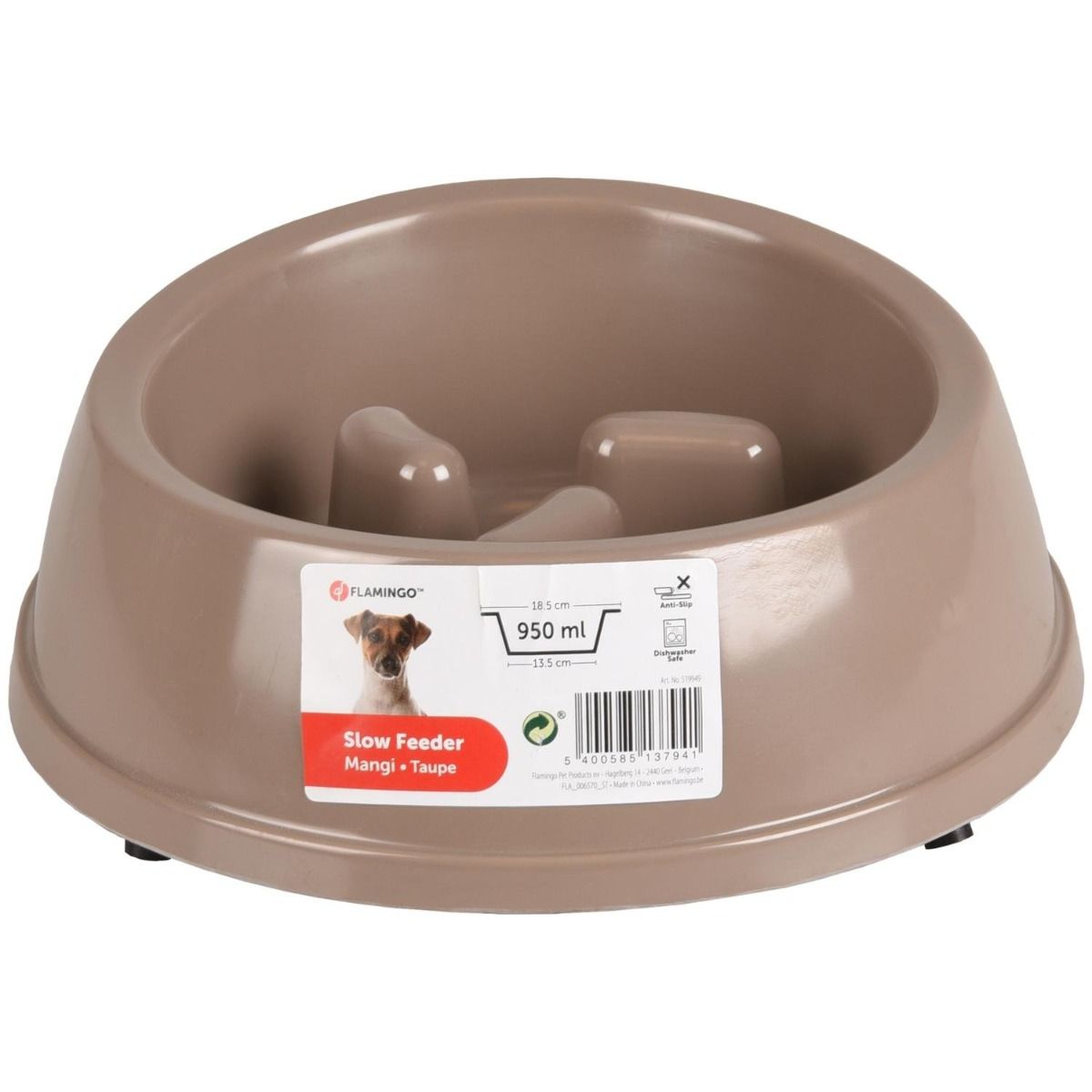 Flamingo Mangi Dog Slow Feeder - TAUPE 950ml