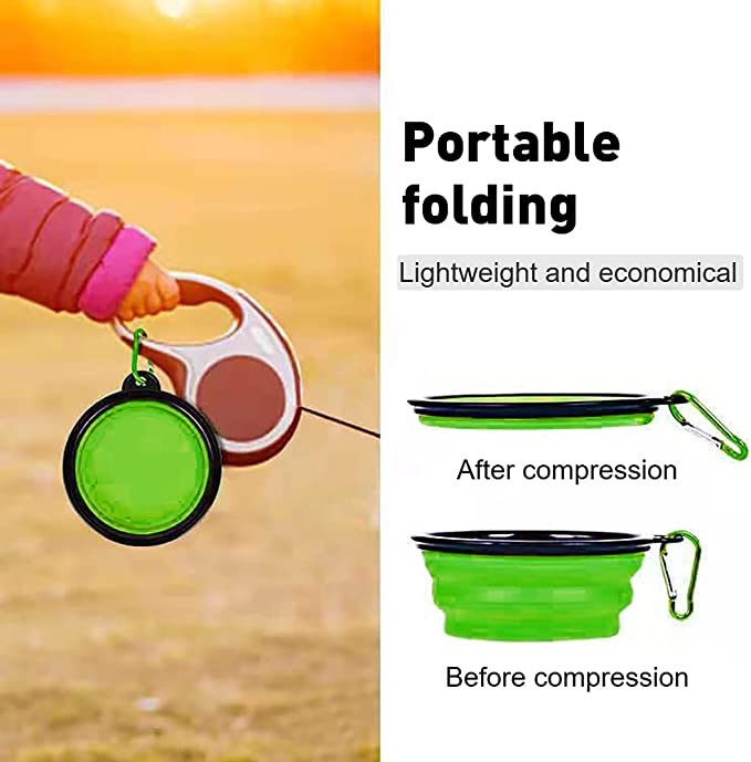 Silicone folding bowl with 2 handle +1 metal hook L