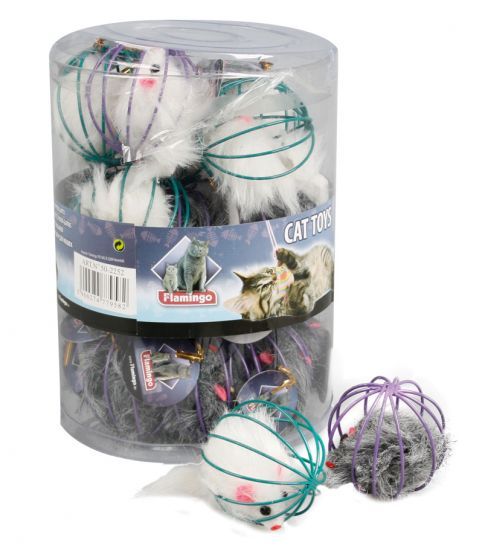 Flamingo Marpy Ball Wire with Mouse Cat Toy - OS