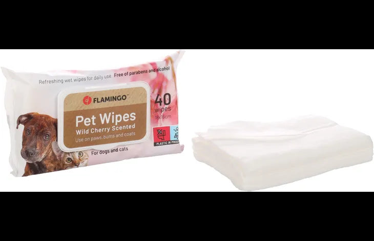 Flamingo Reini Universal Wild Cherry Cat & Dog Pet Wipes 40pcs -