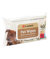 Thumbnail for Flamingo Reini Universal White Musk Cat & Dog Pet Wipes 40pcs -