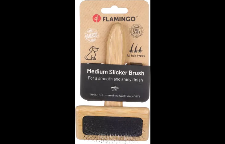 Flamingo Slicker Brush Babu Smooth & Shiny Dog Brush - Medium