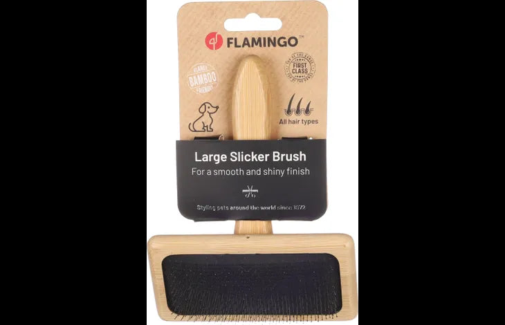 Flamingo Slicker Brush Babu Smooth & Shiny Dog Brush - Large