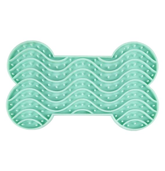 Flamingo Yummy Silicone Bone Lick Pad - Petrol Medium