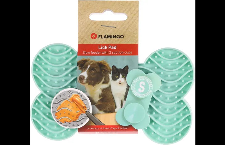 Flamingo Yummy Silicone Bone Lick Pad - Mint Green Small