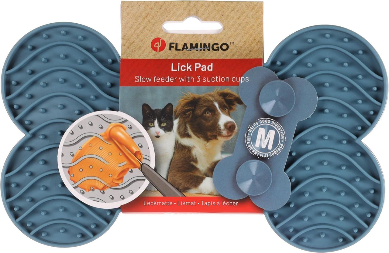Flamingo Yummy Silicone Bone Lick Pad - Mint Green MEDIUM