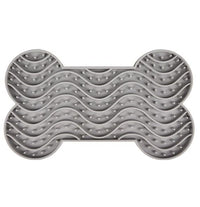 Thumbnail for Flamingo Yummy Silicone Bone Grey Dog Lick Pad Large - Grey Large