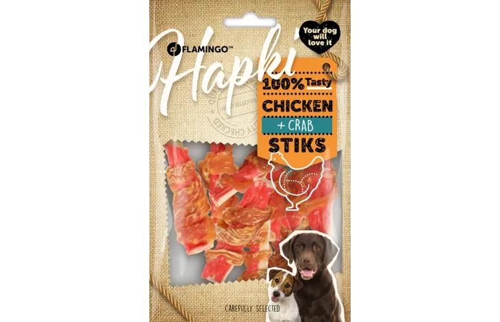 Flamingo Hapki Chicken & Crab Stiks Dog Treats 85g - 85g