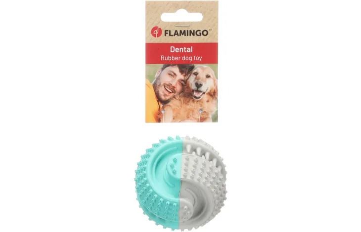 Flamingo Growi Dental Ball Rubber Dog Toy White/Green 8cm - 8cm