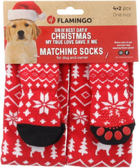 Flamingo Keysa Red Christmas Matching Socks - Red