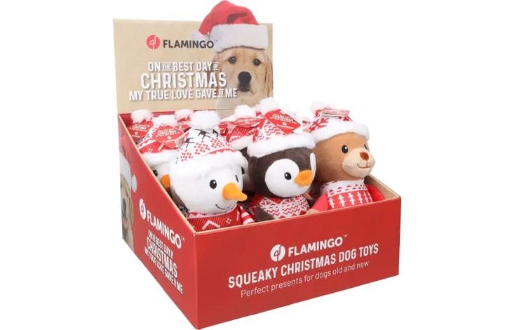 Flamingo Swetta Squeaky Christmas Dog Toy -