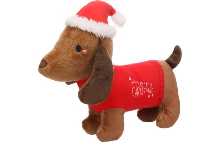Flamingo Tikko Dachshund Brown Christmas Dog Toy - Brown