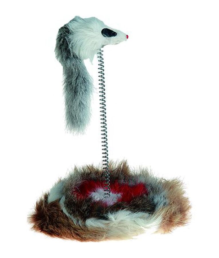 Flamingo Aaron Mouse on Stick Cat Toy White -