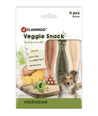 Thumbnail for Flamingo Veggie Snack Toothbrush Mix Adult Dog Treats - 12.5cm (4pcs)