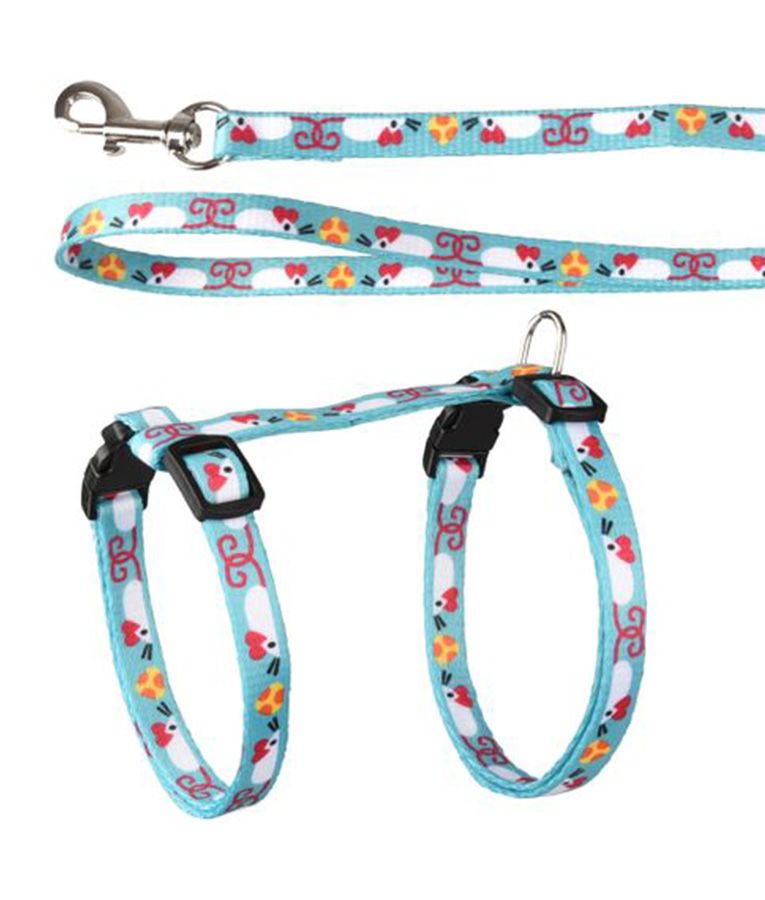 Flamingo Arwen Mouse Print Cat Harness & Leash 20-35cm 10mm -