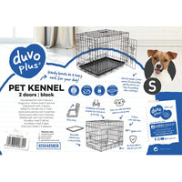 Duvo Dog Crate 2 doors Plastic Tray Black[Dimension - 62 x 44 x 50cm]