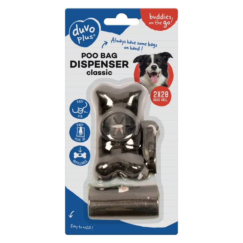 Duvo Poo Bag Dispenser Bone Black 2 x 20 Pcs
