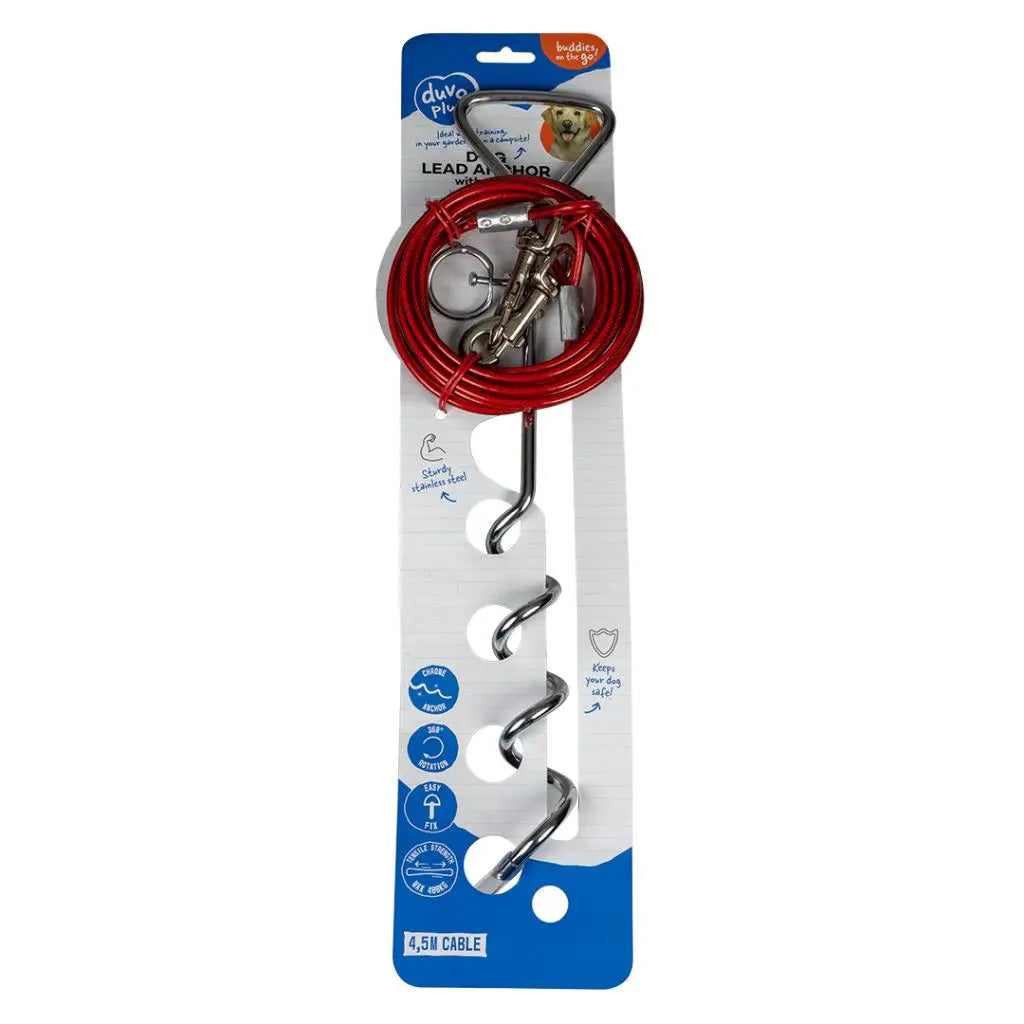 Duvo Tie out stake with rope Red 40cm[Length - 40cm]