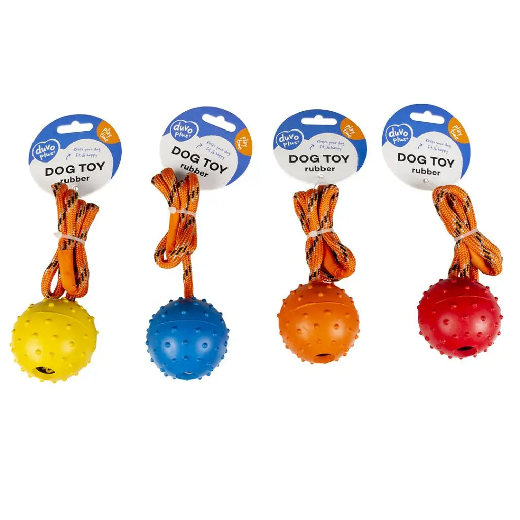 Duvo Rubber Dental Ball With Rope Mix Mixed Colors 33cm[Length - 33cm]
