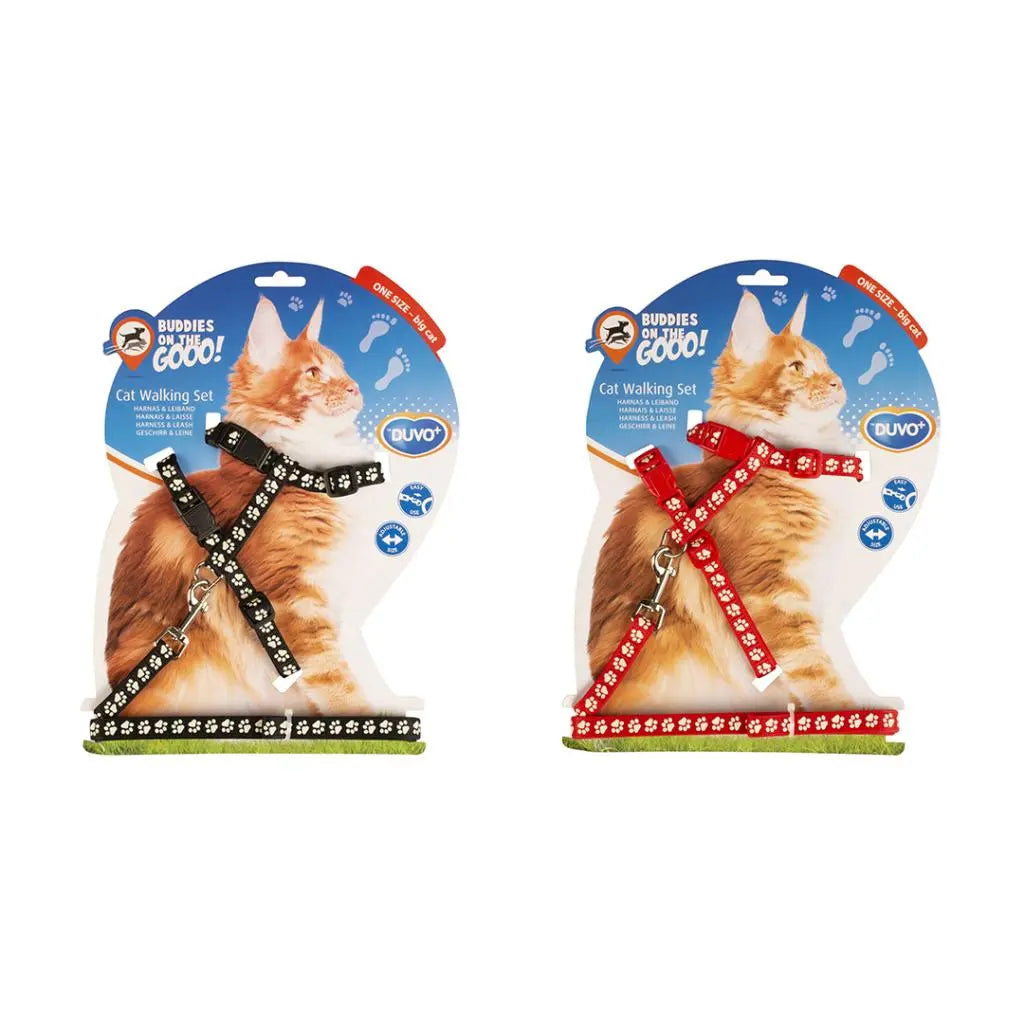 Duvo+ Big Cat Walking Set Paws Black/Red - 30-50cm / 12Mm - 125cm