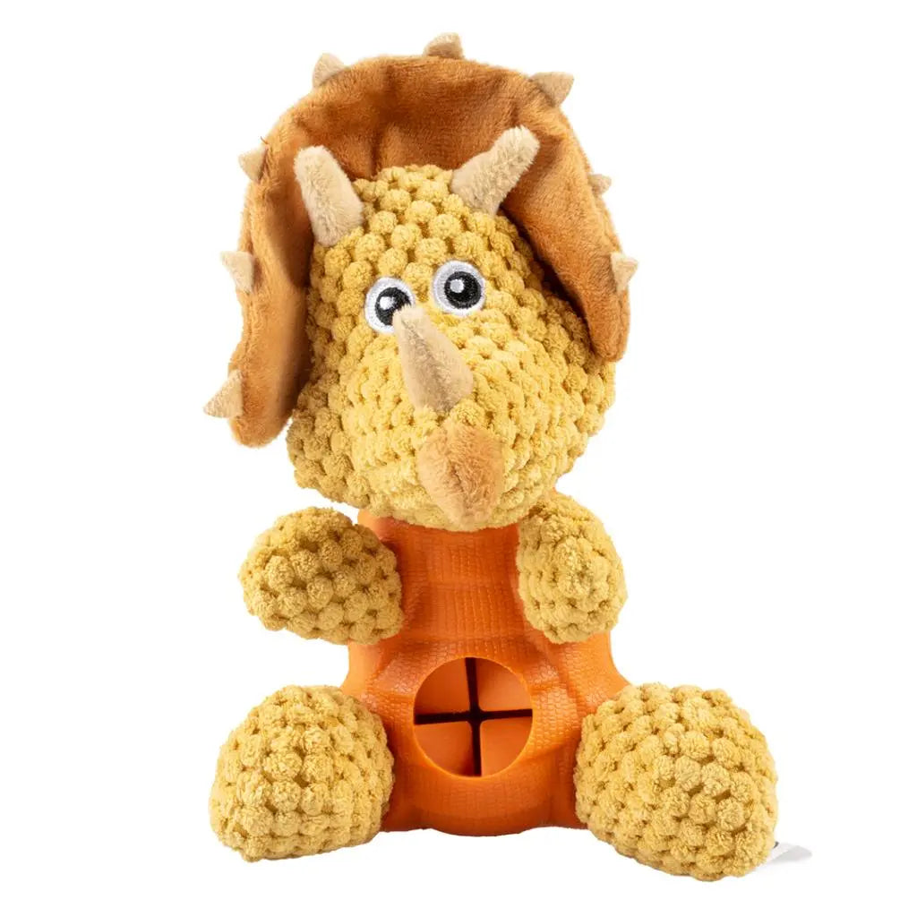 Duvo+ Plush & Rubber Triceratops Dispenser Multicolour, 19x14x20cm