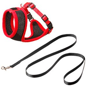 Flamingo Harms Cat Harness & Leash Red & Black - Medium