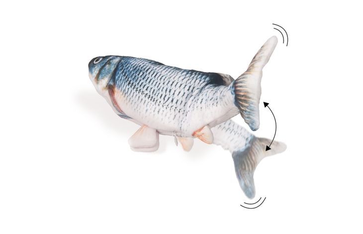 Flamingo Flounder Moving Fish Electronic Cat Toy 29cm - Grey