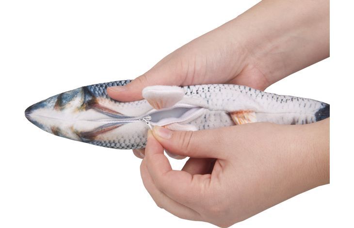 Flamingo Flounder Moving Fish Electronic Cat Toy 29cm - Grey