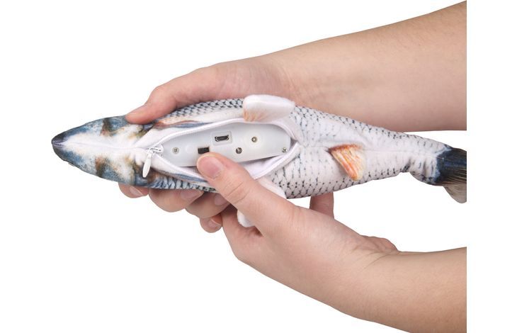 Flamingo Flounder Moving Fish Electronic Cat Toy 29cm - Grey