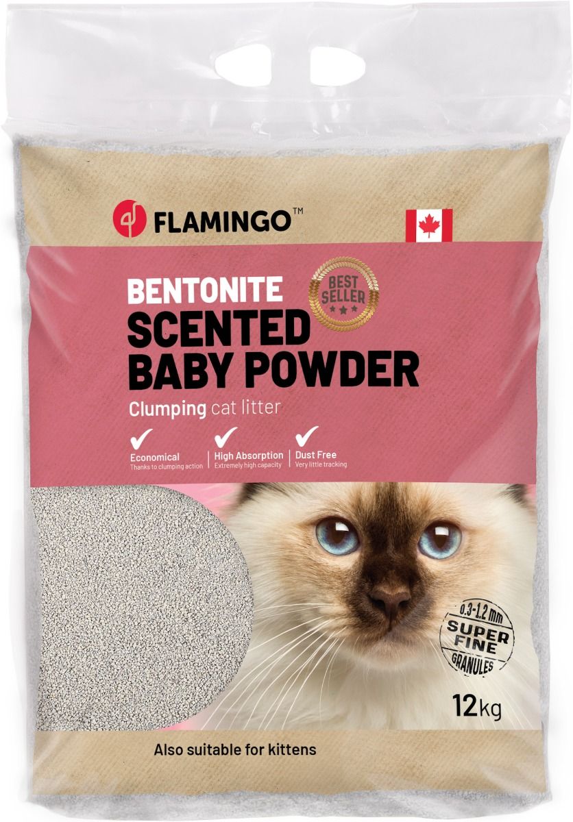Flamingo Bentonite Scented Baby Powder Clumping Cat Litter 12kg - 12kg